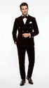 Men’s Dark Brown Velvet Blazer and Pants 2 Piece Suit, Double Breasted Formal Dinner Suit for Weddings, Prom
