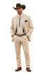 Men’s Natural Sand Linen Western Suit – Cowboy Wedding Jacket & Pants Linen Suit