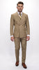 Men’s Statement Brand Caramel Khaki Double Breasted Wool Suit, Designer Formal Business Suit Set Wool Suit in Camel Color