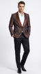 Men’s Light Brown Paisley Tuxedo Jacket, Wedding Prom Dinner Blazer with Satin Shawl Lapel