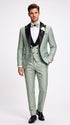 Men’s Sage Green Wedding Tuxedo with Black Shawl Lapel – 3 Piece Groom Prom Suit Mintish Color
