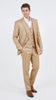 Men’s Camel Khaki Bronze Sharkskin 3-Piece Suit – Modern Wedding, Business and Formal Suit with Matching Vest