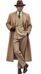 Men’s Cashmere & Wool Camel Beige Long Overcoat – Peaky Blinders Style Vintage Formal Coat + Suit + Hat Package