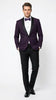 Men’s Eggplant Plum Purple Tuxedo Blazer with Satin Lapel, White Tuxedo Shirt and Matching Purple Bow Tie - Slim Fitted - Prom wedding Suit With Pants