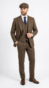 Peaky Blinder Men’s Brown Tweed 3-Piece Suit – Vintage Wedding, Business and Formal Suit with Matching Vest and Pants