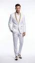 Men’s White and Gold Lapel 2-Piece Tuxedo Suit with Gold Glitter Shawl Lapel – Wedding, Prom and Dinner Jacket