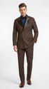 Men’s Brown Double Breasted Tuxedo – Satin Peak Lapel Formal Wedding & Prom Suit