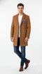 Men’s Camel Brown Wool Top Coat – Classic Long Overcoat for Formal and Casual Wear in rust copper