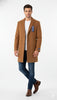 Men’s Camel Brown Wool Top Coat – Classic Long Overcoat for Formal and Casual Wear in rust copper