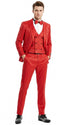 Tazio Men’s Cherry Red and Black Polka-Dot 3-Piece Suit – Skinny Fit Prom, Wedding and Party Suit or Tuxedo