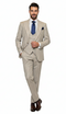 Men's Beige with blue Pinstripe Three-Piece Suit with Vest by Rossiman Vested Peak Lapel in Tan Stripe 1920s style