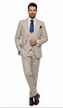 Men's Beige with blue Pinstripe Three-Piece Suit with Vest by Rossiman Vested Peak Lapel in Tan Stripe 1920s style