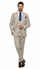 Men's Beige with blue Pinstripe Three-Piece Suit with Vest by Rossiman Vested Peak Lapel in Tan Stripe 1920s style