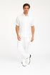 Men’s White Embroidered Guayabera Two-Piece Set – Short Sleeve Shirt and Pants