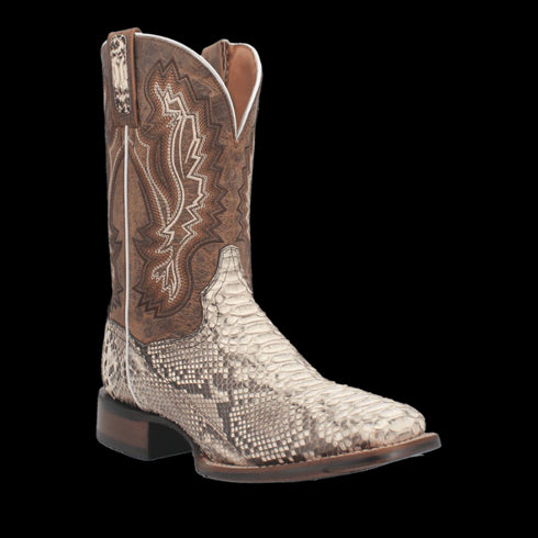 Dan Post Men's Brutus Python Snakeskin Square Toe Boots - Natural