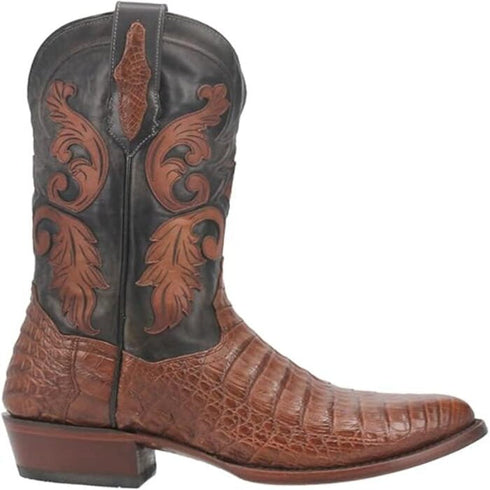 Dan Post Men's Socrates Genuine Caiman Belly Round Toe Boots - Bay Apache