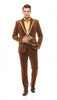 Mens Bronze Shiny Velvet Suit – Designer Party and Wedding Wear Blazer and Pant Set Brown and Gold Tuxedo