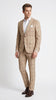 Beige Tan Plaid windowpane Two Piece Suit for Men | Classic Checkered Formal Suit with Jacket and Pants by Rossiman