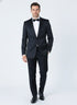 Men’s Black Textured Paisley floral Tuxedo Suit – Premium Slim Fit Formal Wedding, Prom, with Bowtie