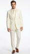 Men’s Ivory Tuxedo Suit with Satin Notch Lapel – Formal Wedding and Evening Wear Suit in Cream Off White Color