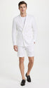 Men’s White Summer Suit with Shorts, 2 Piece Linen Style Wedding Beach Short Suit Set double breasted style