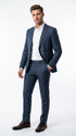 Men's Blue Micro Check Hounstooth small windowpane plaid 3-Piece Suit – Vested Slim Fit Business, Wedding & Formal Suit