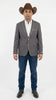 Mens Grey and White Trim Western Blazer – Classic Fit Cowboy Style Contrast Trim Dress Jacket