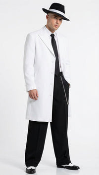 Men’s White Zoot Suit Gangster Style Outfit – White Jacket + Vest + Pants + Shirt & Tie Combo Package