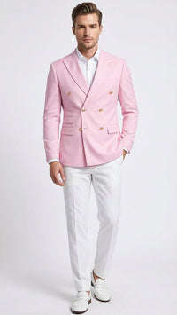 Men’s Light Pink Double Breasted Blazer – Sport Jacket Coat