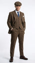 Men’s Thomas Shelby Inspired Brown Herringbone Tweed 3 Piece Suit – Peaky Blinders 1920s Vintage Suit