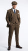 Men’s Thomas Shelby Inspired Brown Herringbone Tweed 3 Piece Suit – Peaky Blinders 1920s Vintage Suit