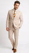 Vitali Men’s Natural Beige Pinstripe Suit – Summer Tan Pinstripe Weddings and Business Wear