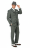 Men’s 1920s Gray Zoot Suit – 4 Buttons Gangster Wide Lapel Long Jacket 3-Piece Suit in Grey Color Classic Fit Pleated Pants