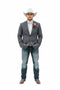 Mens Western Style Blazer – Classic Gray Cowboy Suit Jacket for Weddings, Country Events and Formal Wear in Grey Color