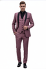Men's Rose Pink Tuxedo Suit – Luxury Three-Piece Formal Wear with Black Satin Lapel Dusty Mauve Color