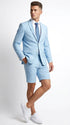 Men’s Light Blue Suit with Shorts – Casual Summer Blazer and Shorts Set for Wedding, Party and Smart Casual Wear