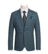 Half Canvas Slim Fit Blazer in Green Blue Check