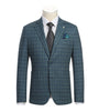 Half Canvas Slim Fit Blazer in Green Blue Check