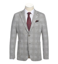 Half Canvas Slim Fit Blazer in Plaid Gray