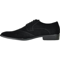 Bravo Mens Vegan Suede Wedding & Prom Wingtip Lace Up Dress Shoe in Black