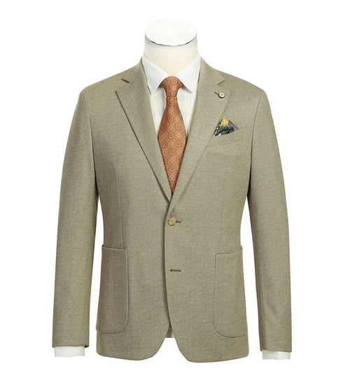 Half Canvas Slim Fit Blazer in Khaki