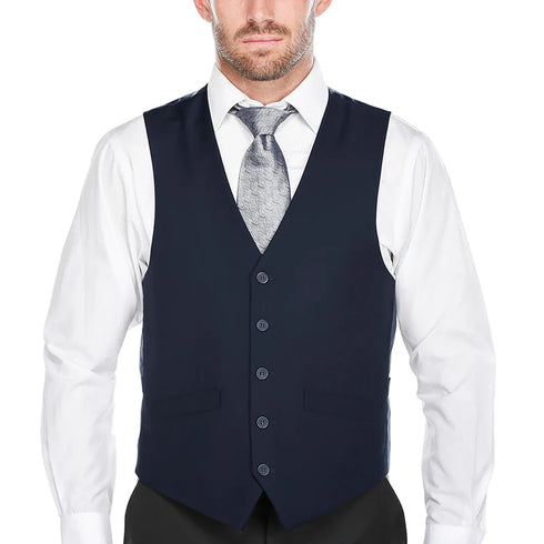 Vanderbilt Collection - Classic Dress Vest 5 Buttons Regular Fit In Navy