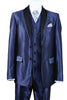 Mens 2 Button Vested Contrast Peak Lapel Sharkskin Tuxedo Suit in Navy