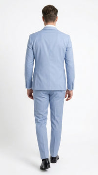 Men’s Powder Blue 2 Piece Tuxedo Suit – Light Blue Wedding Prom Tux with Matching Pants Light Baby Blue