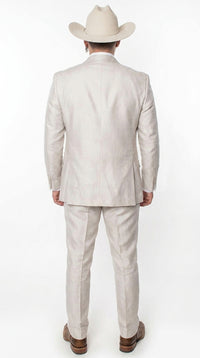 Men’s Sand champaign Western Cowboy 3-Piece Suit – Light Cream Wedding Suit with Vest & Pants Slim Fitted