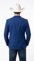Men’s Dark Royal Blue Western Blazer – Cowboy Sport Coat Jacket with Two-Button Front Saphire Indigo Cobalt Blue