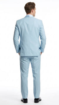 Men’s Powder Blue 3-Piece Tuxedo – Light Blue Wedding & Prom Suit with Vest in Light Blue Sky Color