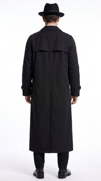 Men’s Neo Matrix Inspired Black Trench Coat – Long Full-Length Gothic Movie Style Overcoat