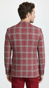 Men's Red Tartan Plaid Blazer Checkered Sport Coat Holiday New Year Gray Windowpane