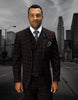 Mens 2 Button Double Breasted Vest Suit in Brown Plaid